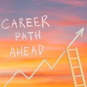 Career-and-Destiny1 career path ahead, an upwards arrow and a ladder to insinuate growth