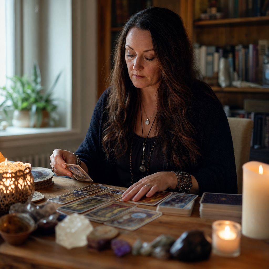 A psychic interpreting energy impressions during a session