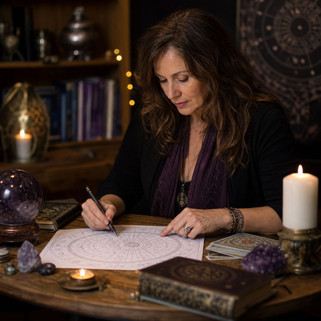 Clairvoyant using tarot cards for relationship reading
