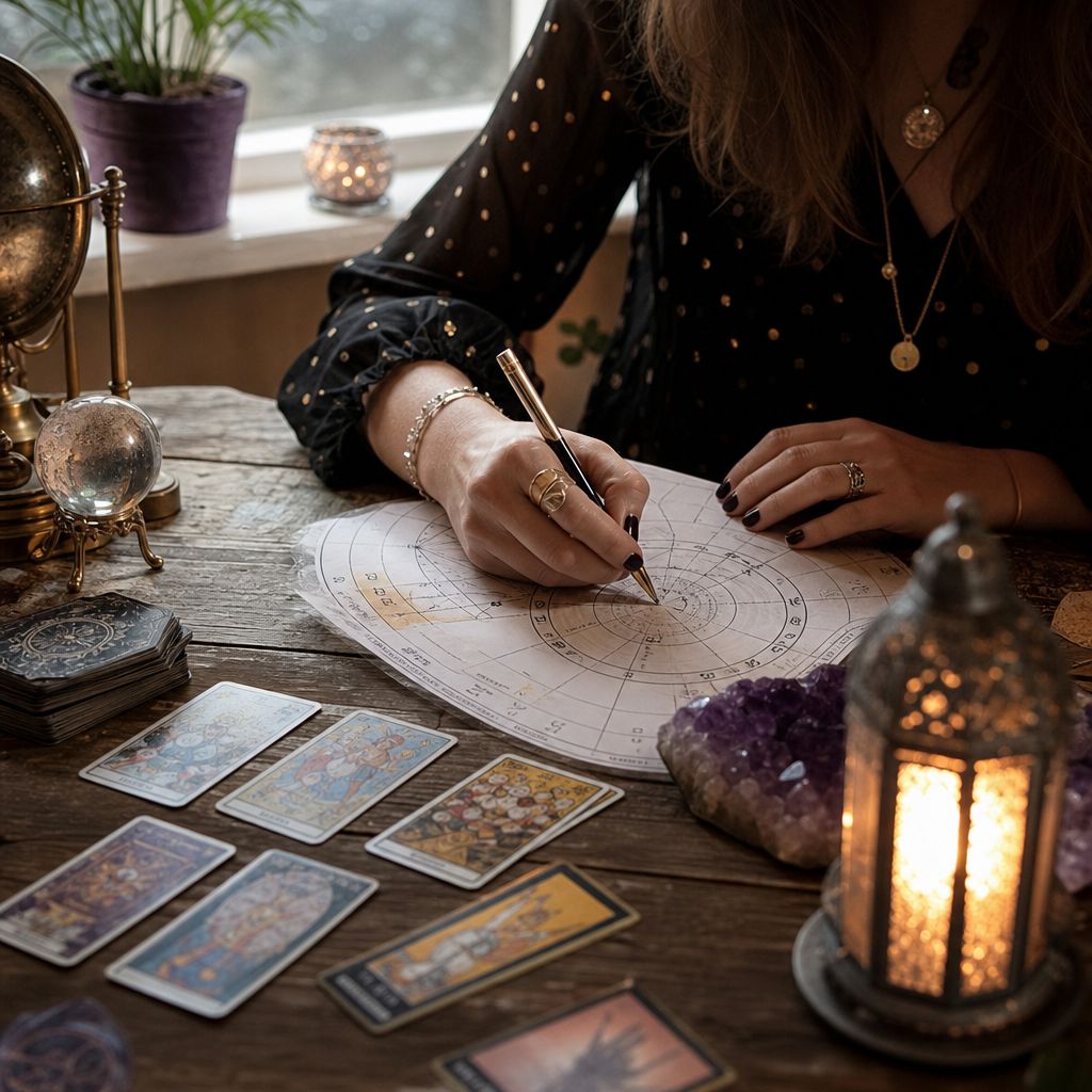 Astrology chart with planets aligned