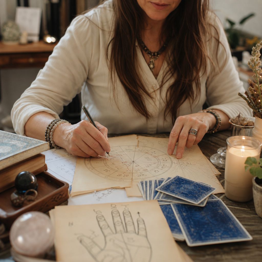 Astrologer Analysing Vedic Chart