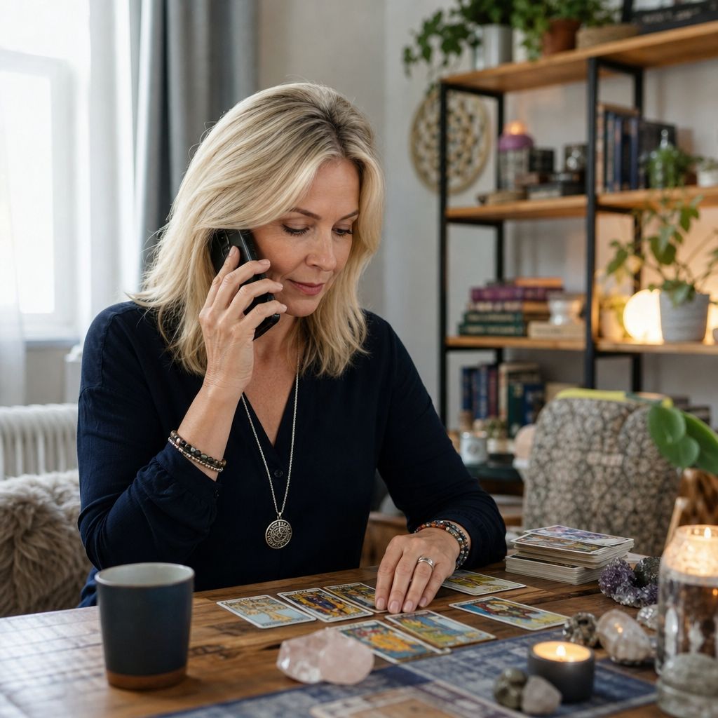 A person deep in thought during a phone reading