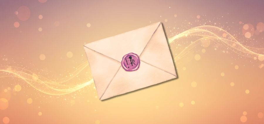 A wax-stamped envelope floating with a gold aura around it