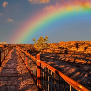 a rainbow over a bridge to symbolise the LGBTQ+ community